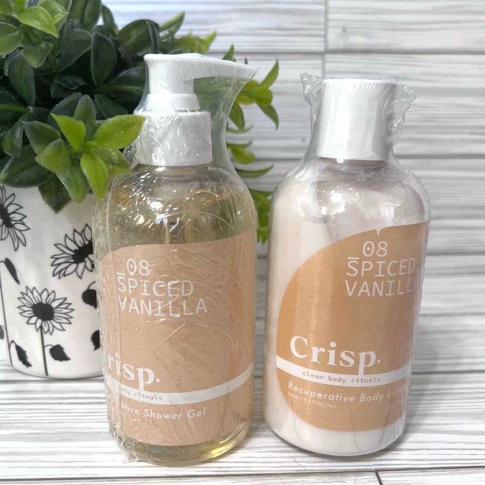 NEW Crisp 08 Spiced Vanilla Recuperative Shower Gel and Body Lotion Gift Set